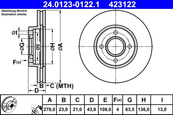 ATE 24.0123-0122.1 - Brake Disc autospares.lv