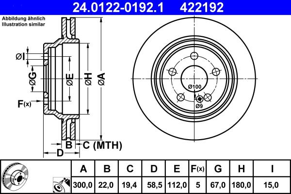 ATE 24.0122-0192.1 - Brake Disc autospares.lv