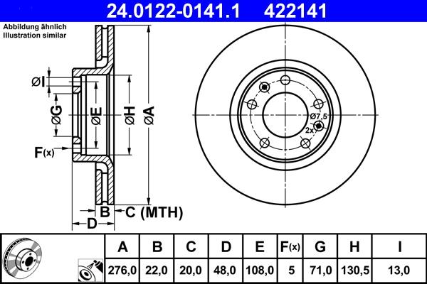 ATE 24.0122-0141.1 - Brake Disc autospares.lv