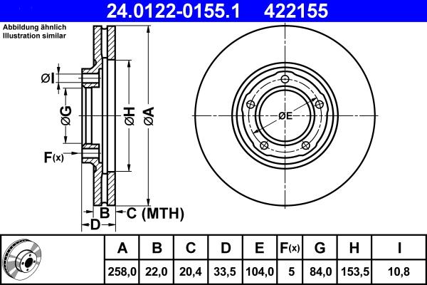 ATE 24.0122-0155.1 - Brake Disc autospares.lv