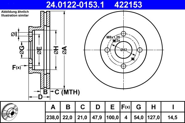 ATE 24.0122-0153.1 - Brake Disc autospares.lv