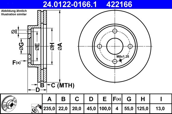 ATE 24.0122-0166.1 - Brake Disc autospares.lv