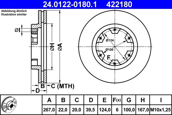 ATE 24.0122-0180.1 - Brake Disc autospares.lv