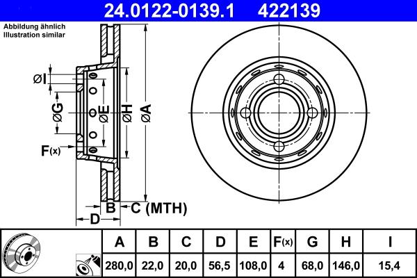 ATE 24.0122-0139.1 - Brake Disc autospares.lv