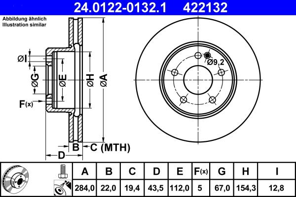 ATE 24.0122-0132.1 - Brake Disc autospares.lv