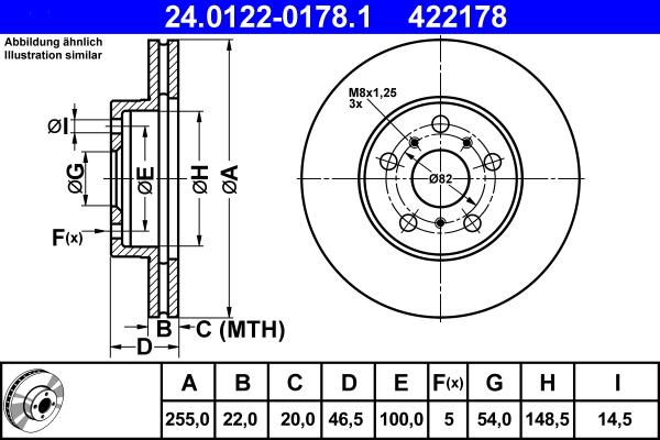 ATE 24.0122-0178.1 - Brake Disc autospares.lv