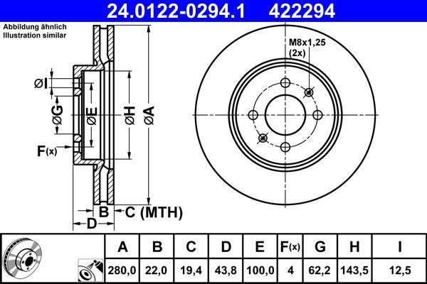 ATE 24.0122-0294.1 - Brake Disc autospares.lv