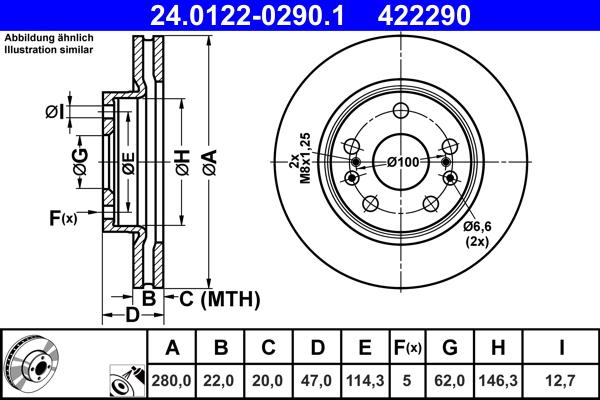 ATE 24.0122-0290.1 - Brake Disc autospares.lv