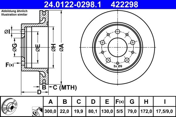 ATE 24.0122-0298.1 - Brake Disc autospares.lv