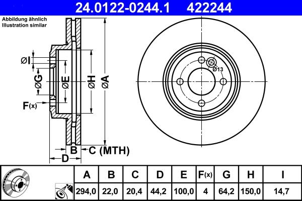 ATE 24.0122-0244.1 - Brake Disc autospares.lv