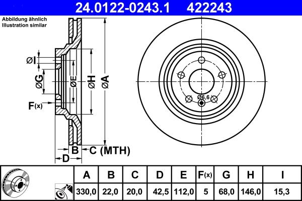 ATE 24.0122-0243.1 - Brake Disc autospares.lv