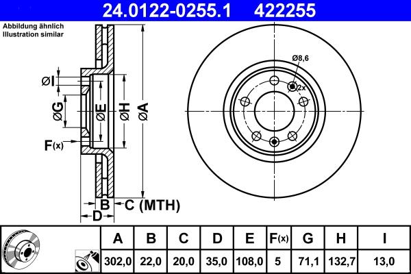 ATE 24.0122-0255.1 - Brake Disc autospares.lv