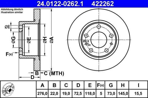 ATE 24.0122-0262.1 - Brake Disc autospares.lv