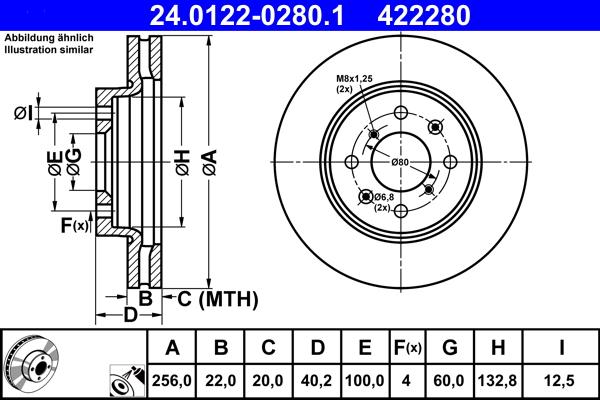 ATE 24.0122-0280.1 - Brake Disc autospares.lv