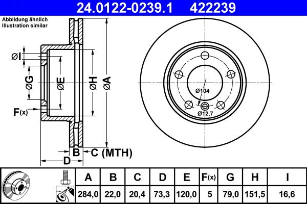 ATE 24.0122-0239.1 - Brake Disc autospares.lv