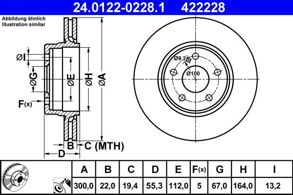 ATE 24.0122-0228.1 - Brake Disc autospares.lv