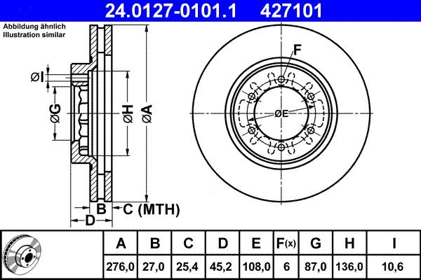 ATE 24.0127-0101.1 - Brake Disc autospares.lv