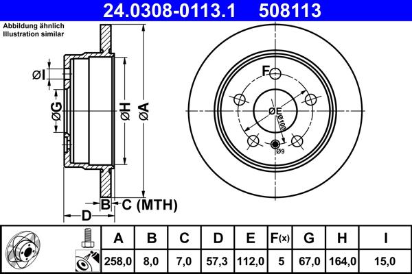 ATE 24.0308-0113.1 - Brake Disc autospares.lv