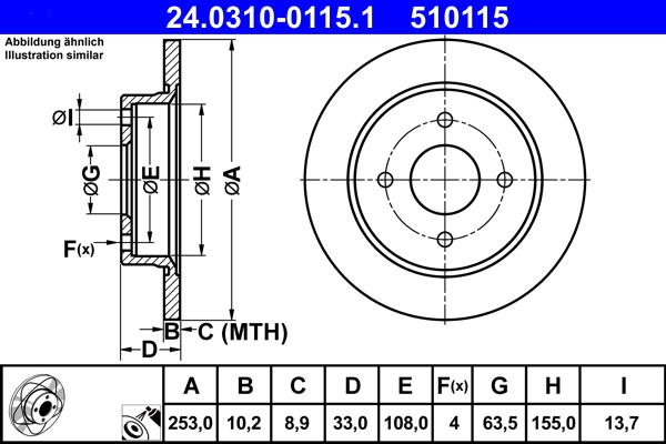 ATE 24.0310-0115.1 - Brake Disc autospares.lv