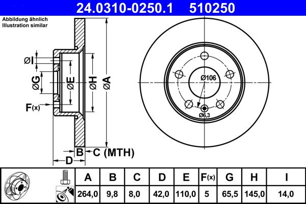 ATE 24.0310-0250.1 - Brake Disc autospares.lv