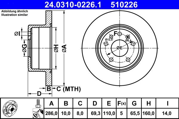 ATE 24.0310-0226.1 - Brake Disc autospares.lv