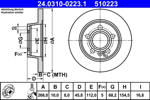 ATE 24.0310-0223.1 - Brake Disc autospares.lv