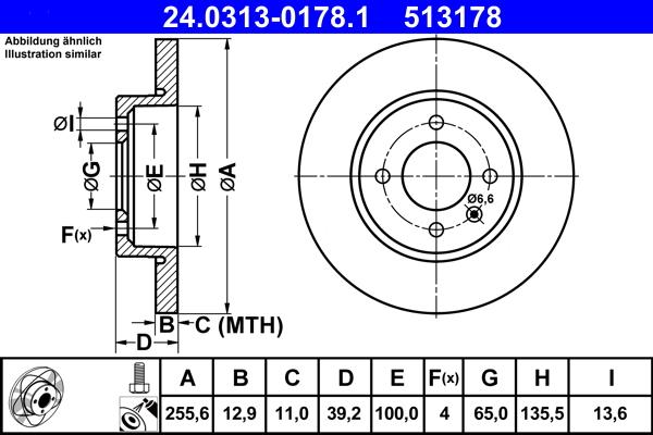 ATE 24.0313-0178.1 - Brake Disc autospares.lv