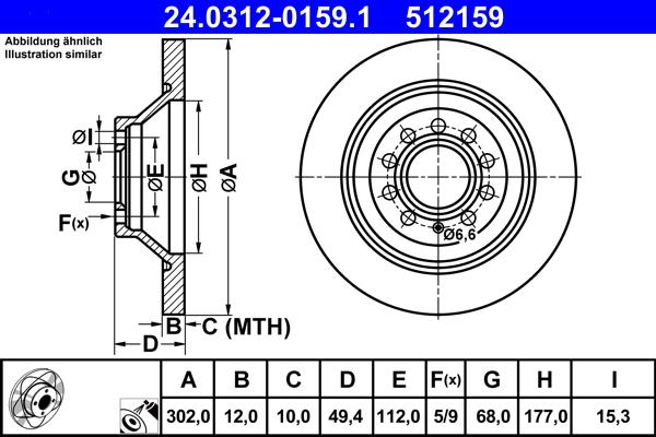 ATE 24.0312-0159.1 - Brake Disc autospares.lv