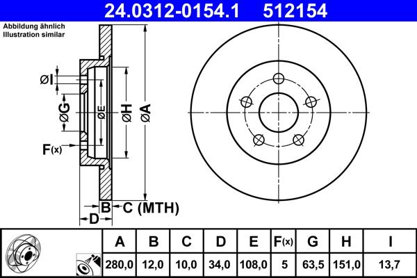 ATE 24.0312-0154.1 - Brake Disc autospares.lv