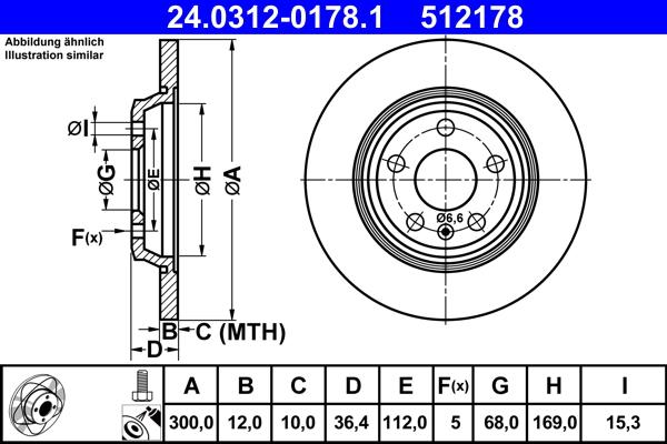 ATE 24.0312-0178.1 - Brake Disc autospares.lv