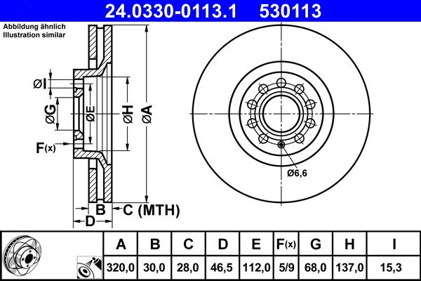 ATE 24.0330-0113.1 - Brake Disc autospares.lv