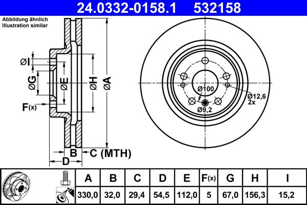 ATE 24.0332-0158.1 - Brake Disc autospares.lv