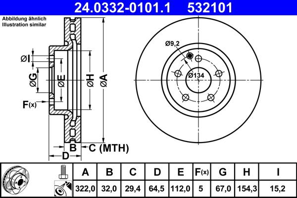 ATE 24.0332-0101.1 - Brake Disc autospares.lv