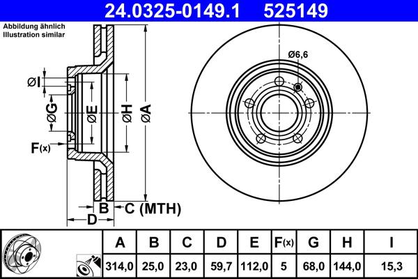 ATE 24.0325-0149.1 - Brake Disc autospares.lv