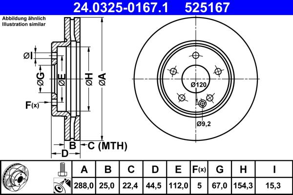 ATE 24.0325-0167.1 - Brake Disc autospares.lv