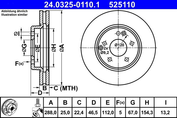 ATE 24.0325-0110.1 - Brake Disc autospares.lv