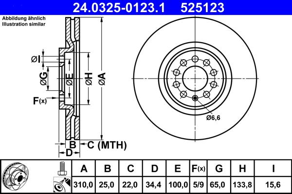 ATE 24.0325-0123.1 - Brake Disc autospares.lv