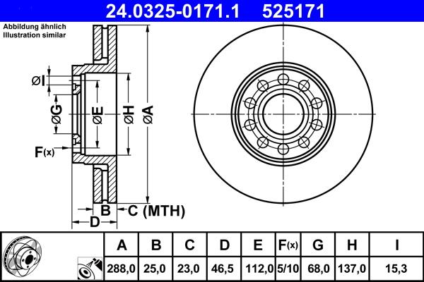 ATE 24.0325-0171.1 - Brake Disc autospares.lv