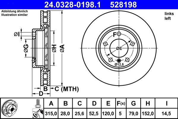 ATE 24.0328-0198.1 - Brake Disc autospares.lv