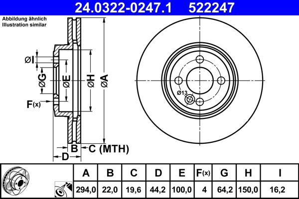 ATE 24.0322-0247.1 - Brake Disc autospares.lv