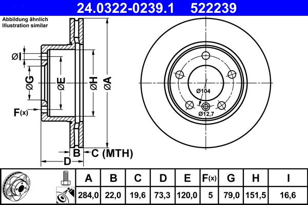 ATE 24.0322-0239.1 - Brake Disc autospares.lv