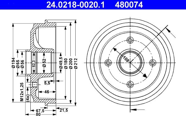 ATE 24.0218-0020.1 - Brake Drum autospares.lv