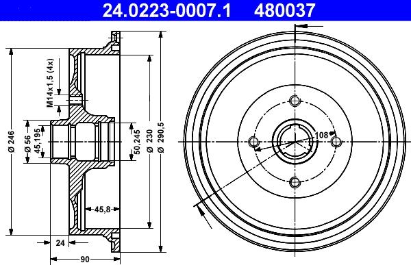 ATE 24.0223-0007.1 - Brake Drum autospares.lv