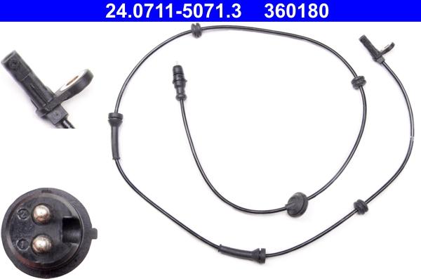 ATE 24.0711-5071.3 - Sensor, wheel speed autospares.lv