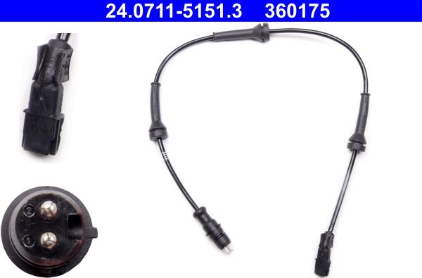 ATE 24.0711-5151.3 - Sensor, wheel speed autospares.lv