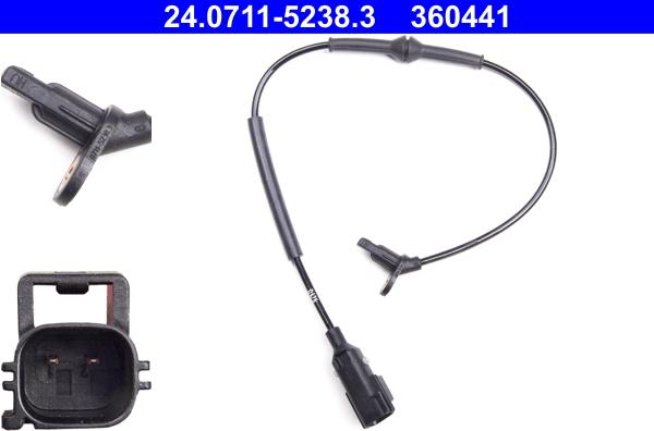 ATE 24.0711-5238.3 - Sensor, wheel speed autospares.lv