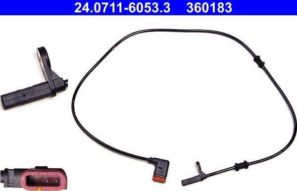 ATE 24.0711-6053.3 - Sensor, wheel speed autospares.lv