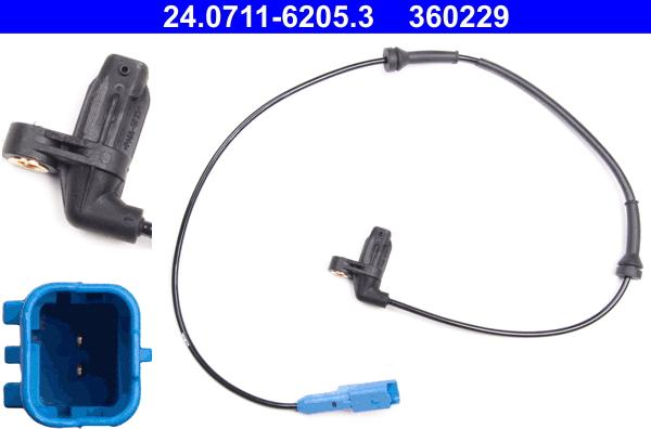ATE 24.0711-6205.3 - Sensor, wheel speed autospares.lv