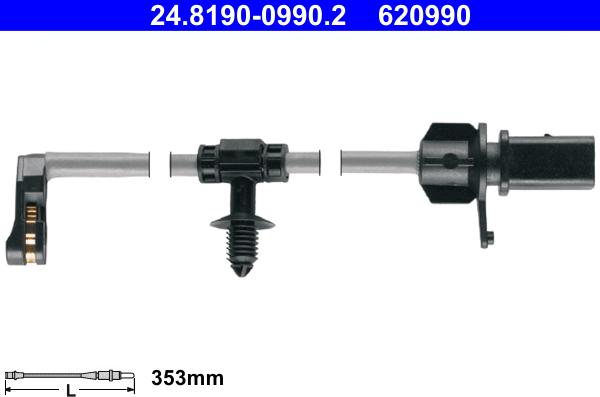 ATE 24.8190-0990.2 - Warning Contact, brake pad wear autospares.lv