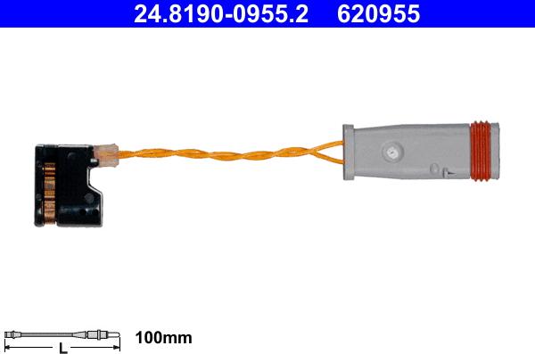 ATE 24.8190-0955.2 - Warning Contact, brake pad wear autospares.lv